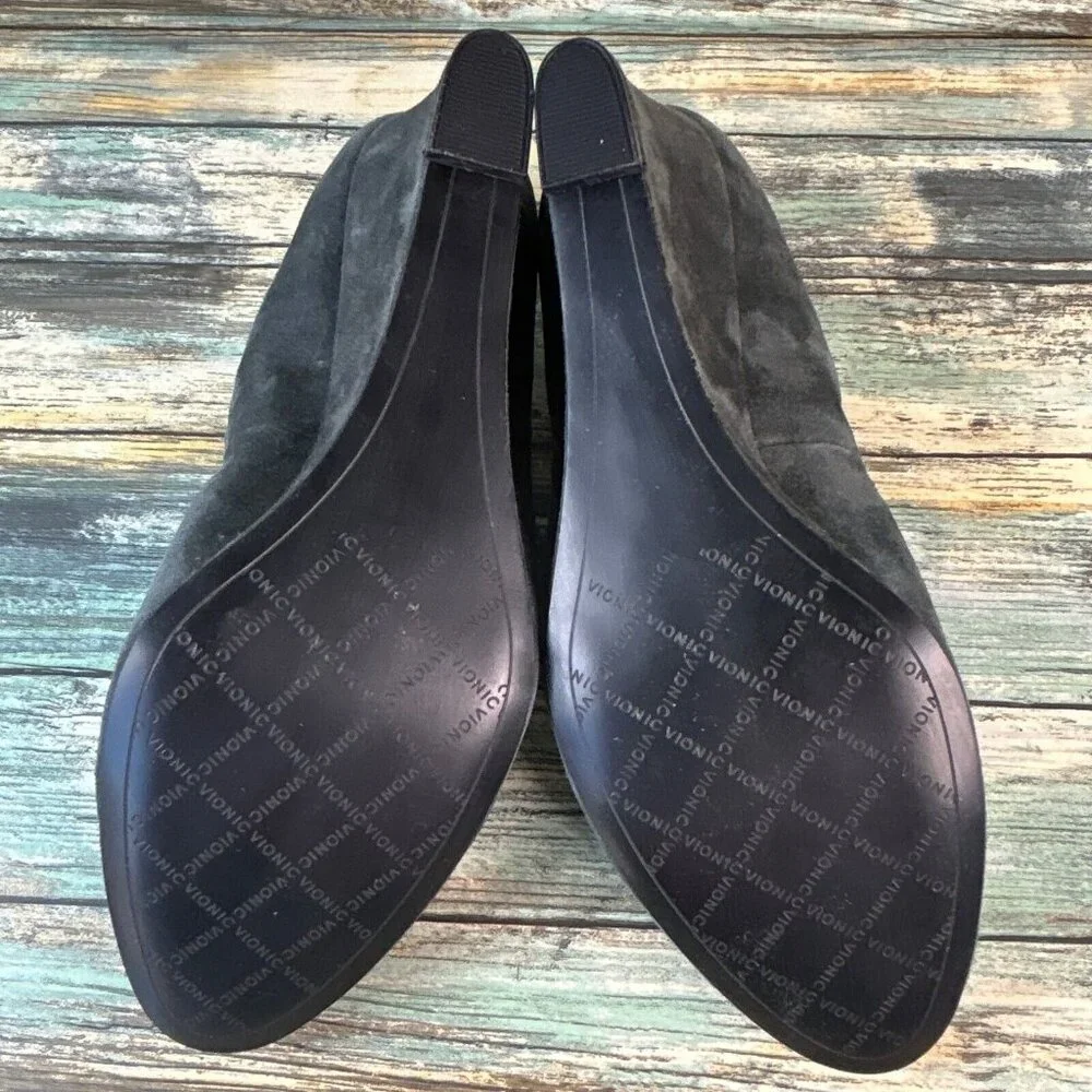 Vionic Camden Wedge Heel Pumps Shoes Womens Shoes Size 9.5M Gray Suede Round Toe